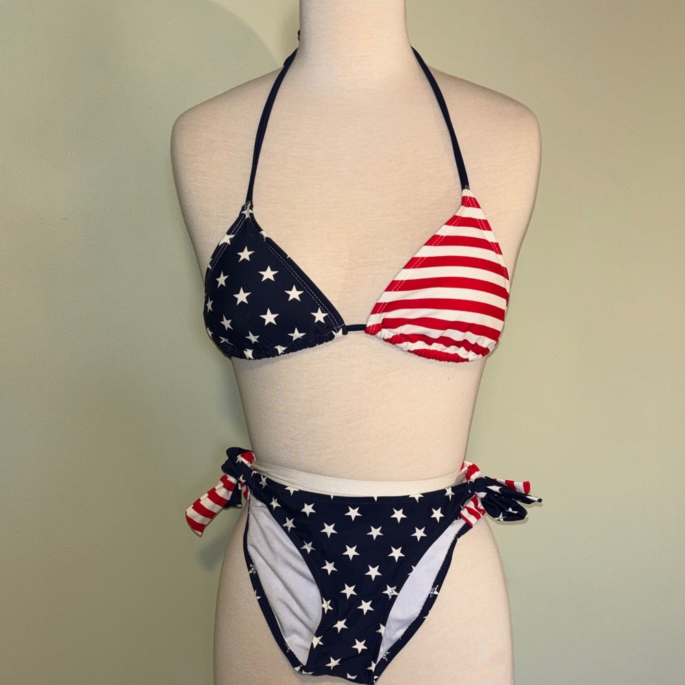 Ingear Americana Star & Stripe Triangle Bikini - Red, White & Blue size small